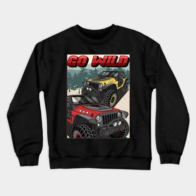 4x4 Off-Road Trailcat Crewneck Sweatshirt by Guyvit